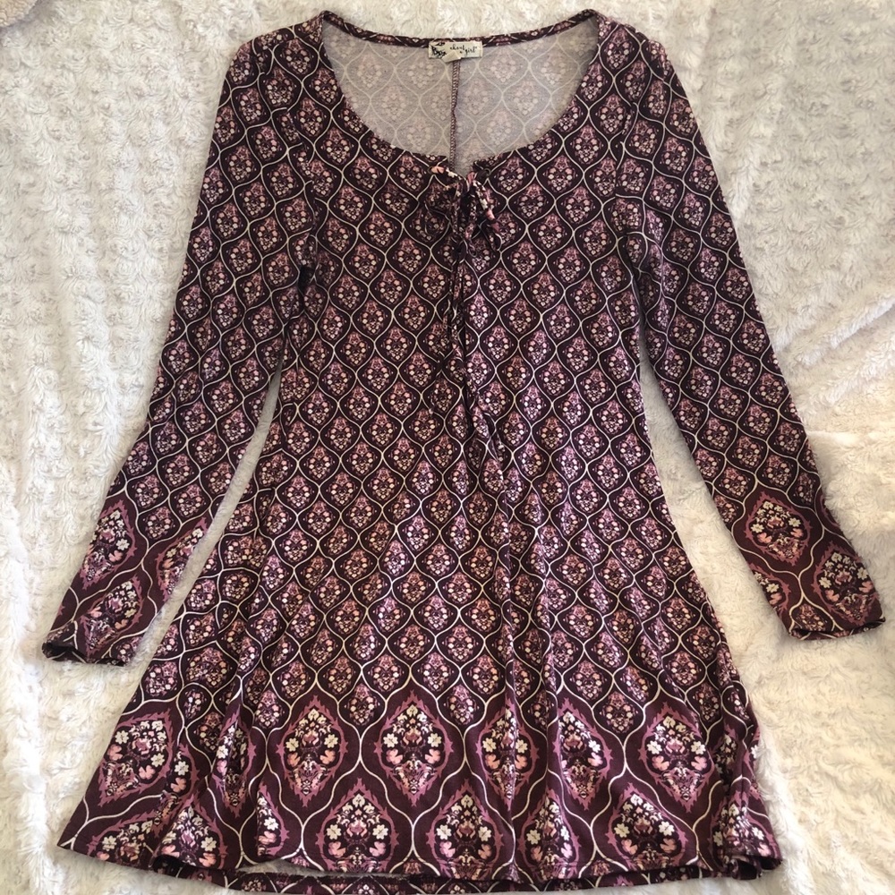 Patterned long sleeve dress